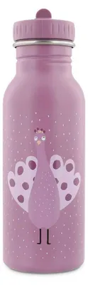 Produktbild von Trixie Trinkflasche Edelstahl 500ml - Kinder Wasserflasche Mrs. Peacock lila