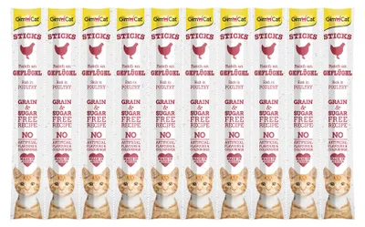 Imagen del producto de GimCat Sticks, palitos masticables con sabor a ave, pack multipack (10 palitos)