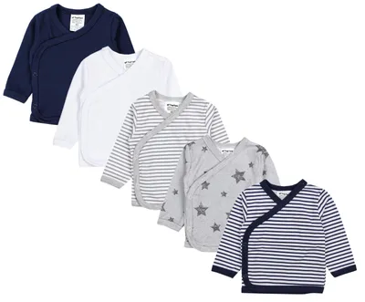 Produktbild von TupTam Baby Jungen Langarm Wickelshirt Baumwolle 5er Set, Farbe: Mehrfarbig 8, Größe: 56