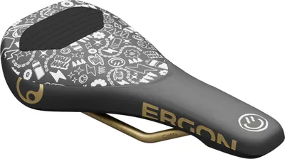 Produktbild von Ergon SM Downhill Comp Vali Höll Edition, Fahrradsattel, Kreuzungsland, Frauen, Schwarz, Gold, Muster, Nylon