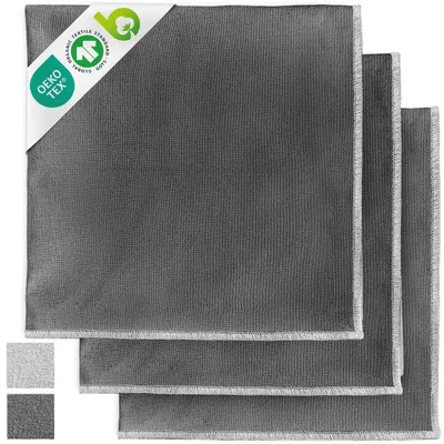 Produktbild von Geschirrtuch 3er Set, 70x45 cm, aus 100% Baumwolle, dunkelgrau und hellgrau