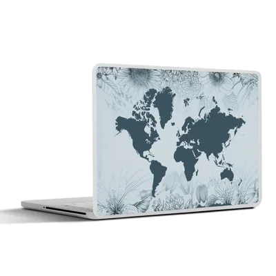 Produktbild von MuchoWow® Laptop Aufkleber Sticker Cover Weltkarte - Retro - Blumen 32.5x23.5 cm - Sticker für Laptop - Selbstklebend