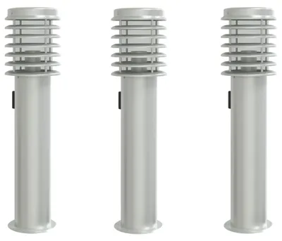 Immagine prodotto di vidaXL Luci da sentiero con presa 3 pezzi argento 60 cm acciaio inox
