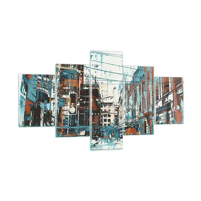 Produktbild von Bilder auf glas - Stadt Straße Haus - 125x70cm - Glasbilder - Wandbilder - Kunstdruck - zum Aufhängen bereit - Wanddekoration aus Glas - Glas Bilder - Wandbild auf Glas - 5 Teile - GEA125x70-3806