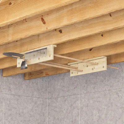 Produktbild von QLS Decken- Wandhalter für Besen und Gartengeräte Organizer für Garage Schuppen 11105