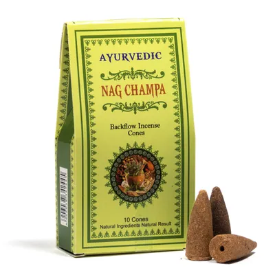 Produktbild von yogabox Ayurvedische Rückfluss Räucherkegel - 15 Minuten Nag Champa