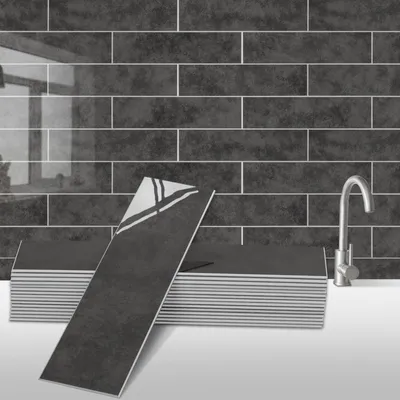 Produktbild von Peel and Stick Backsplash Wandfliese für die Küche, Schwarz