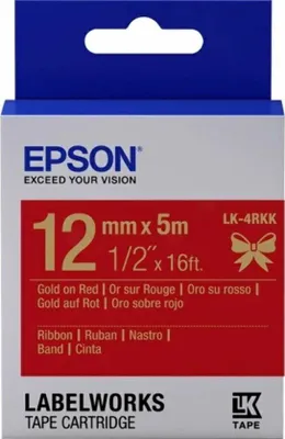 Produktbild von Epson Gift Tape - Satinband Rot / Schrift Gold 12mm