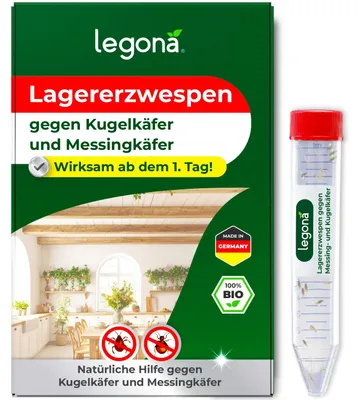 Produktbild von Legona Lagererzwespen gegen Kugelkäfer und Messingkäfer 20 Röhrchen (200m²) - Materialschutz für Wohnung, Vorrat und Lager