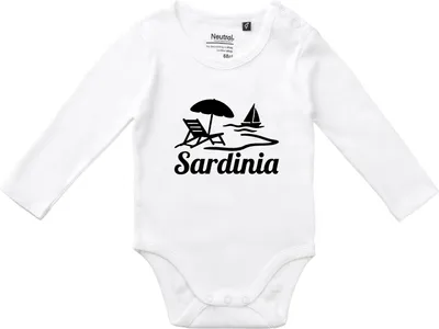 Produktbild von Huuraa Baby Body Sardinia Italien 80 White  Baumwolle Fairtrade Langarmbody Geschenkidee