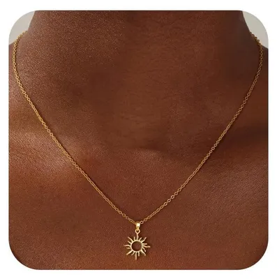 Imagen del producto de Collar con dije de sol, oro de 18 quilates, 45,6 cm, joyería para mujer