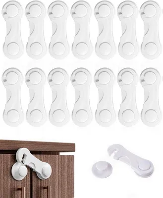 Productafbeelding van Kinderveiligheidssloten - 14 stuks - Meubelverankeringen - Extra veiligheid - Deurslotsets - Kindersloten - Installatie zonder boren - Ritsloten - Babyveiligheidssloten - Meubelsloten - Wit