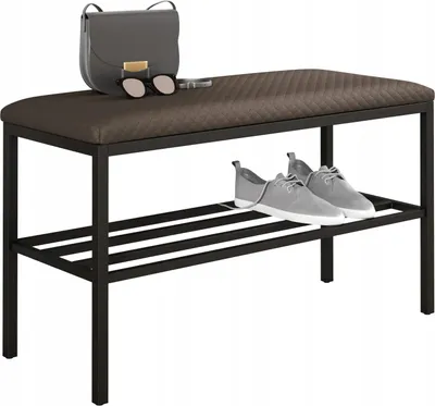 Zdjęcie produktu dla Ławka na buty z siedziskiem loft metalowa do przedpokoju półka 80 cm