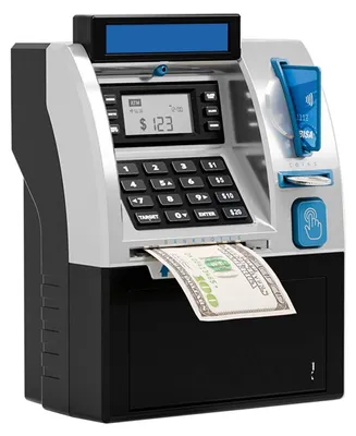 Produktbild von Mini-Sparschwein für Münzen und Banknoten mit Debitkarte.