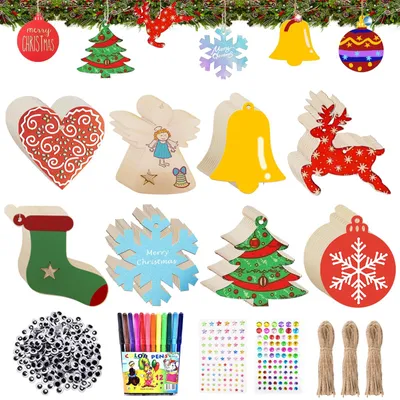 80 Holz-Weihnachtsanhänger, Bastelset für Kinder, zum Bemalen