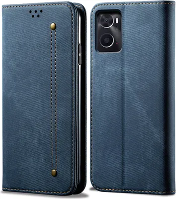 Produktbild von Realme 9i Hülle, Leder Brieftasche Flip Bookstyle Schutzhülle mit Standfunktion für OPPO Realme 9i Blau