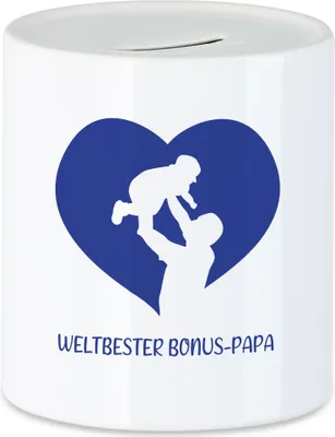 Produktbild von Weltbester Bonus-Papa Spardose Spruch Herz Vatertag Geschenkidee Bester Stiefvater