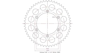 Produktbild von Esjot Kettenrad 520 50Z Alu Silber