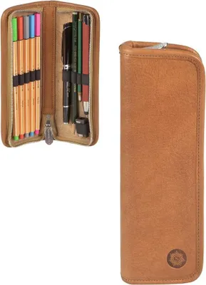Produktbild von Sonnenleder Schüleretui Stifteetui Federtasche Leder LENZ Stiftetui natur braun 801-384-01