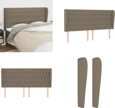 Produktbild von vidaXL Kopfteil mit Ohren Taupe 183x23x118/128 cm Stoff - Kopfteil - Kopfteile - Bett-Kopfteil - Bettkopfteil
