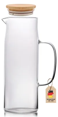 Glas-Karaf 1,3 l mit Deckel, hitzebeständig, Borosilikatglas