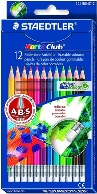 Produktbild von Farbstift Noris Club 12 Farben mit Tipradierer Packung mit 10 Stück