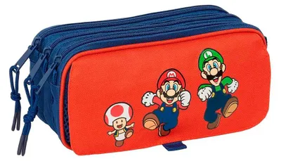 Produktbild von Safta Super Mario 21.5x10x8 Cm Triple Mäppchen Rot,Orange  Mann Rot,Orange One Size