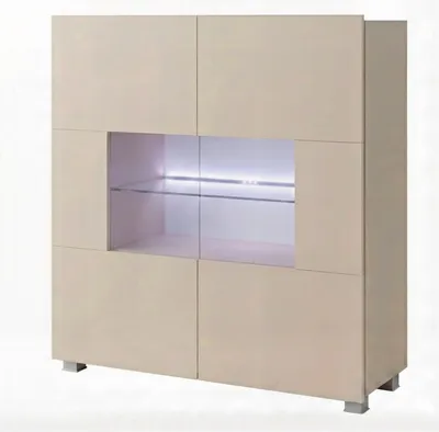 Produktbild von Kommode Amanda Kaschmir Matt mit Blauer LED – 100x107 cm Sideboard Beige