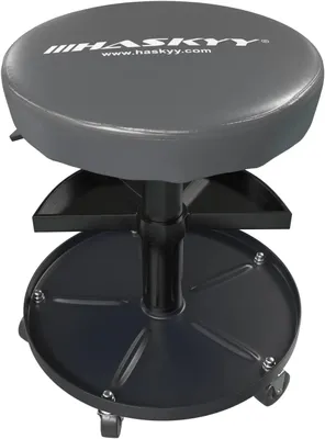 Productafbeelding van Werkplaatskruk hoogteverstelbaar, 38,5 cm diameter, 5 wielen, 2 opbergplanken, voor garage