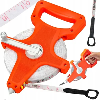 Produktbild von Rollbandmaß 30m – Glasfaser Maßband mit Kurbel, Rollmeter für Bau, Handwerk, Garten und Heimwerker