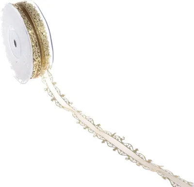 Produktbild von Organzaband mit Sternchenkante - 23mm - 20m - Gold - A18139-22