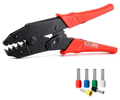 Immagine prodotto di Pinza crimpatrice con meccanismo a cricchetto, da 10 a 35 mm², (equivalente a 8-2 AWG) per connettori a crimpare