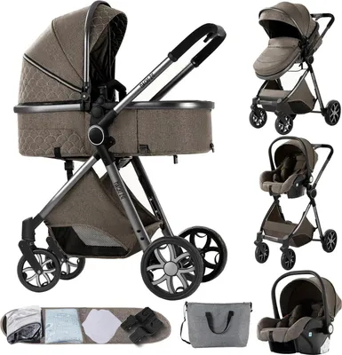 Immagine prodotto di Trasportino per neonati, design 3 in 1, leggero e pieghevole, marrone moka