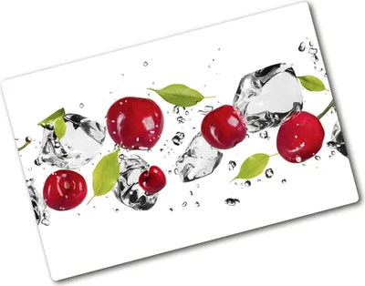 Produktbild von Tulup Glas Herdabdeckplatte - 80x52 cm - Glaskeramikkochfeld-Abdeckung Spritzschutz Glasabdeckplatte - Einteilig - Essen & Getränke - Kirschen und Wasser - Rot