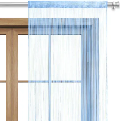 Immagine prodotto di WOMETO Filo per tende da porta 90x245 cm blu azzurro - filo per aste accorciato lavabile semplice in molti colori vivaci