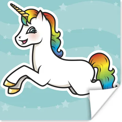 Produktbild von MuchoWow® Poster Eine Illustration eines springenden Einhorns - Mädchen - Kinder - Kinder 100x100 cm - Babyzimmer