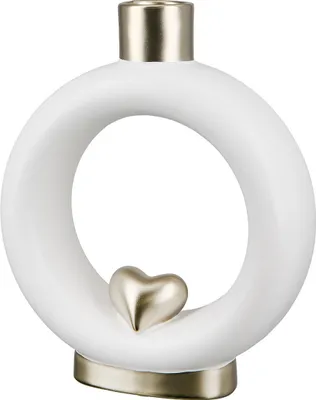 Produktbild von Gilde Vase, rund, "Love", Herzmotiv, Keramik, weiß, VE 2, L. 6 cm, B. 17 cm, H. 20 cm 32418 4063387324189