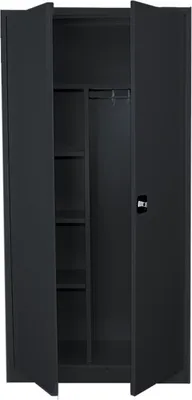 Produktbild von Flügeltürschrank Kleiderschrank PutzSpind Werkzeugschrank Schwarz 545549