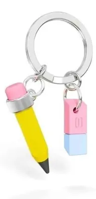Produktbild von Metallschlüsselanhänger " Pencil& Eraser" mit Grap
