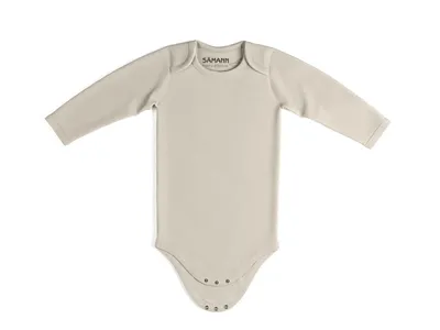 Produktbild von Baby Body aus 100% Baumwolle mit Schlupf-Ausschnitt langarm nicht gerippt 0-3 M Oat Milk