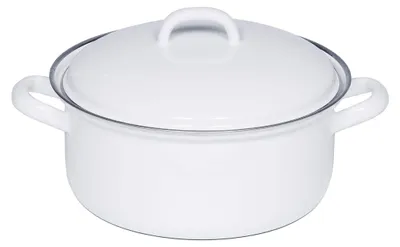 Emaille Kochtopf mit Deckel Ø 22 cm, 3,0 L, Weiß, Induktion