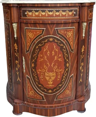 Image de Casa Padrino Commodes Empire Armoire avec plateau en marbre incrusté d'acajou - Meubles baroques Commode