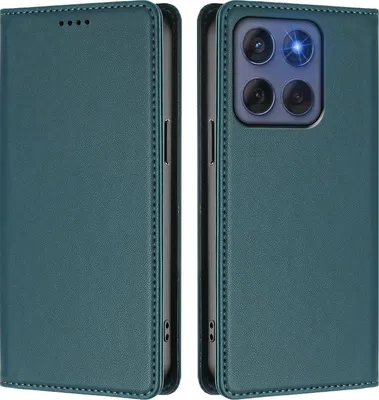 Produktbild von Handyhülle für Motorola Edge 60/ Edge 60 Fusion, Kunstleder Klapphülle Stoßfeste Magnetische Hülle mit Ständer Grün