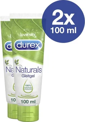 Produktbild von Durex Naturals Gleitgel aus 100% natürlichen Inhaltsstoffen Gleitmittel 2x 100ml