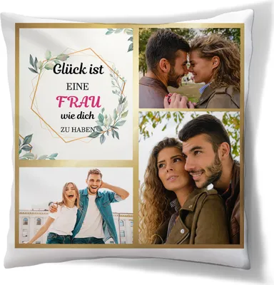 Produktbild von Personalisiertes FOTOGESCHENK, 45 x 45 cm, Kissen, mit eigenem Foto, mit Füllung, Frauen Tag Geschenk, Motiv Goldener Hintergrund [091]