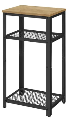 Imagen del producto de Mesa auxiliar industrial de roble y acero con almacenaje