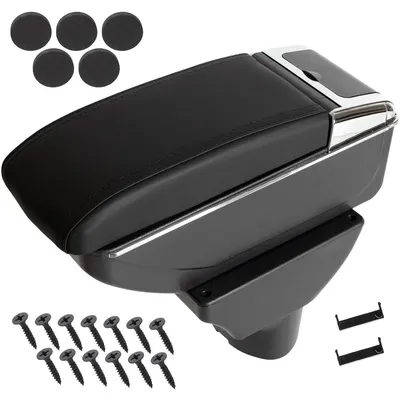Für Hyundai i20 2008-2014 Mittelarmlehne Armlehne Leder Schwarz KOMPLETT SET in der Farbe Schwarz von GOLDCAR