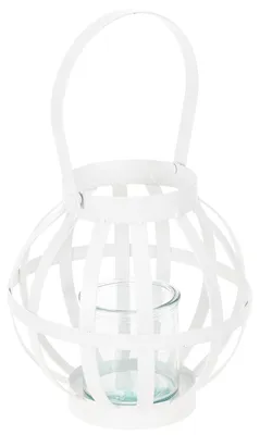 Produktbild von Gartenlaterne Hängend Metall Glas Windlicht Weiß Ø18,5cm
