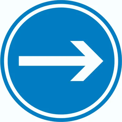 Produktbild von Richtungspfeil rechts Aufkleber Kreis  weiss blau Pfeil Ø150mm