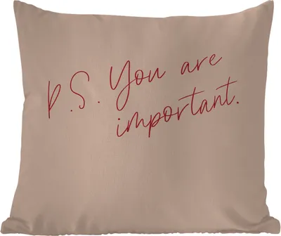 Produktbild von MuchoWow® Outdoor Kissen - Text - P.S. Du bist wichtig - Zitate - 50x50 cm - Wetterfest - Lounge Kissen - Komfortabel - Kissen mit Bild